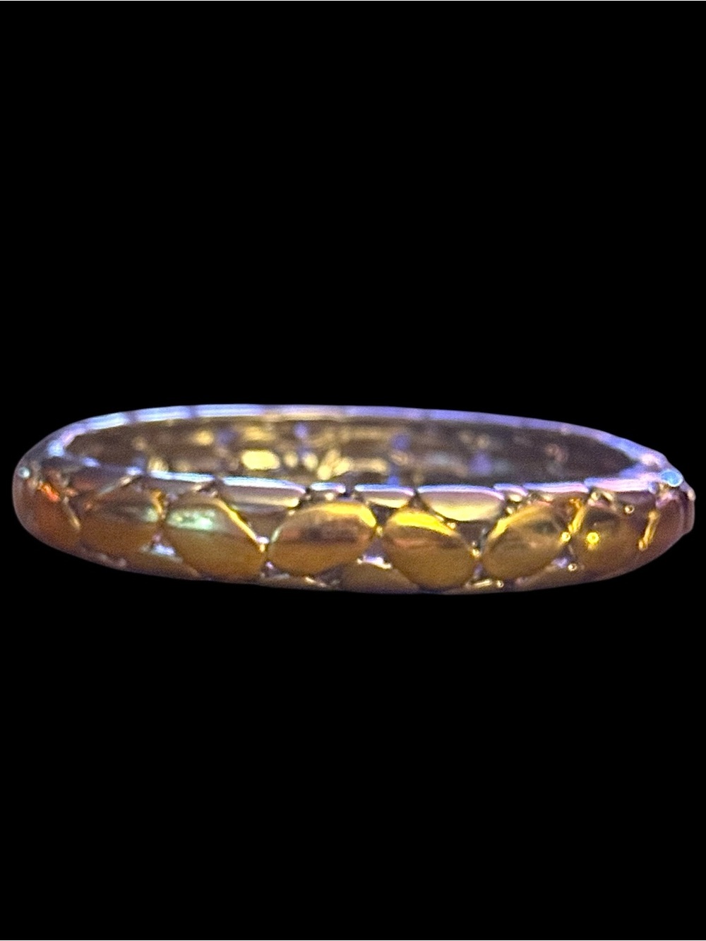 Vintage two tone snake skin design hinged bangle bracelet
